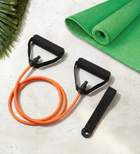 15mm NBR Extra Thick Yoga Mat + Resistance Bands, 11 Piece Bands Set with Handles - Yellow