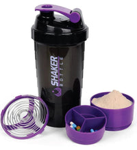 500ml Protein Shaker Bottle – Leak-Proof Gym Mixer with Whisk - Purple