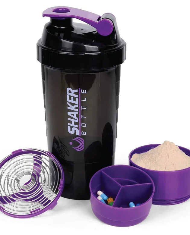 500ml Protein Shaker Bottle – Leak-Proof Gym Mixer with Whisk - Purple
