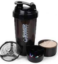 500ml Protein Shaker Bottle – Leak-Proof Gym Mixer with Whisk - Black